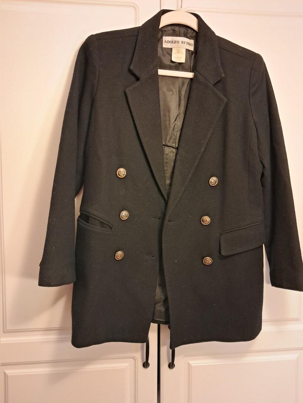 Vintage Black Double-Breasted Wool Double Breasted Blazer 4P